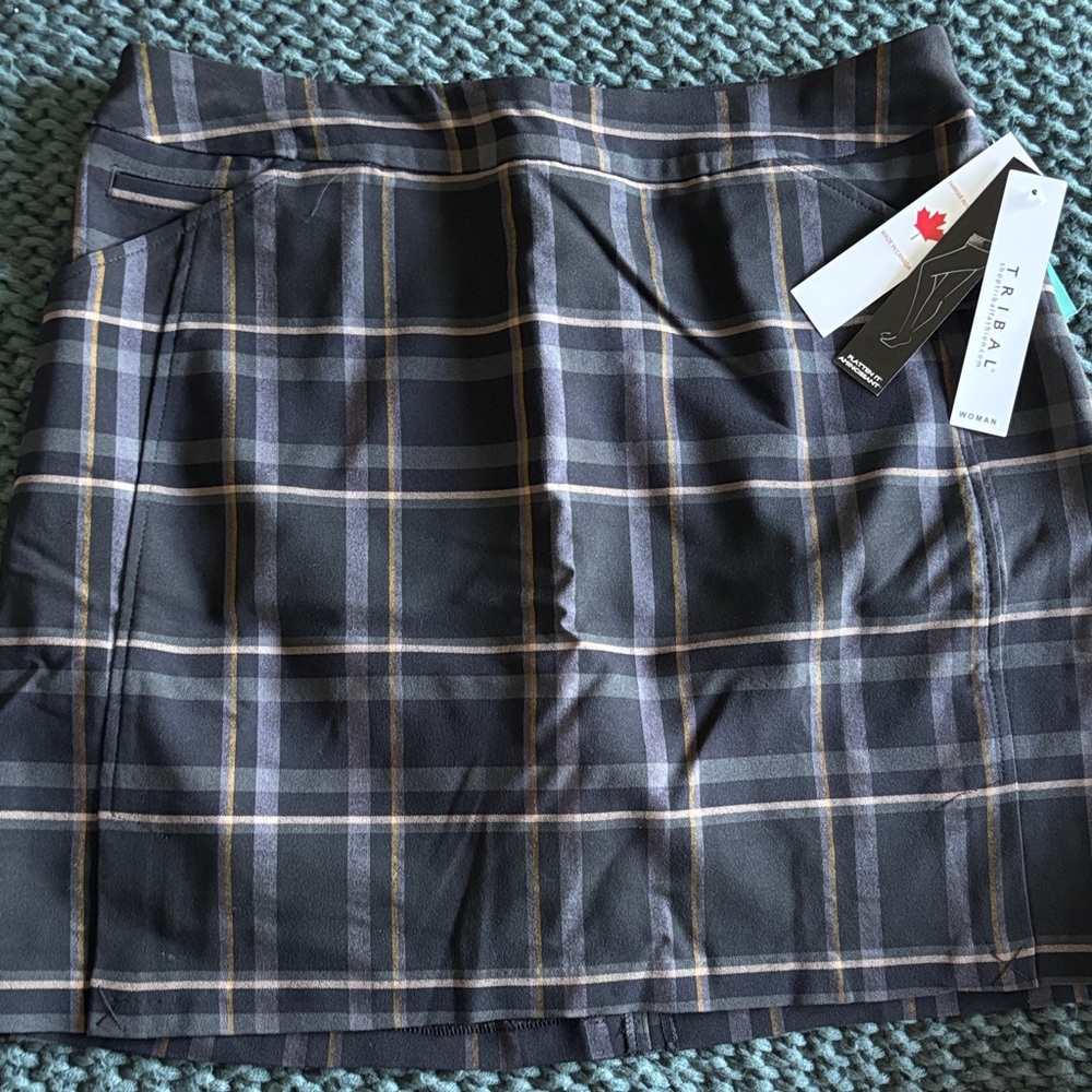 Tribal Women's Navy and White Checkered Mini Skirt